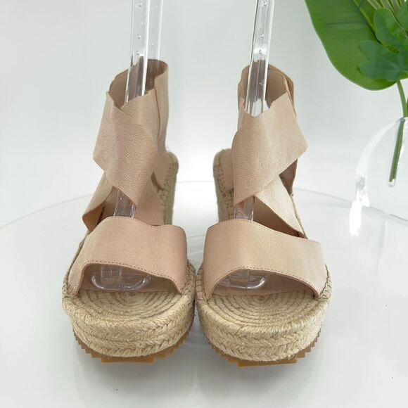 Eileen Fisher Womens Willow Sandal Size 9 Blush Leather Espadrille Wedge Heel - Picture 4 of 16